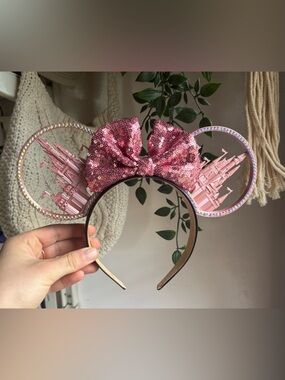 Disney Pink Sequin Bow Castle Ear Headband